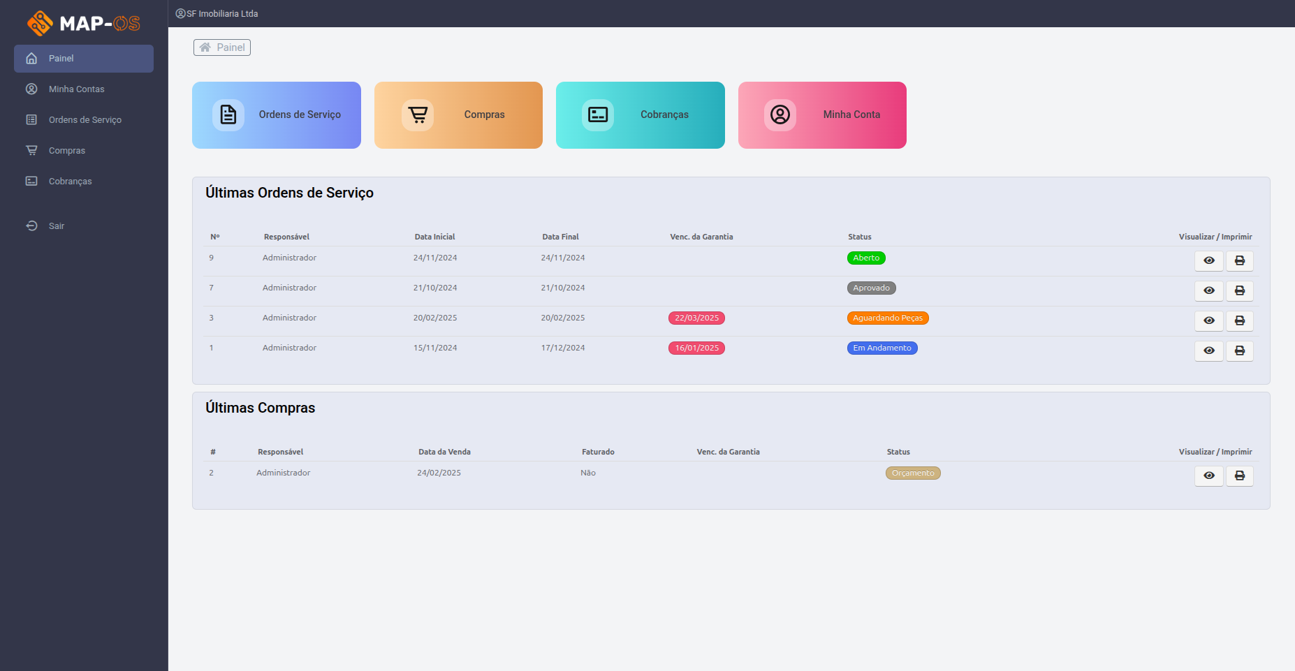 Portal do Cliente MAP-OS